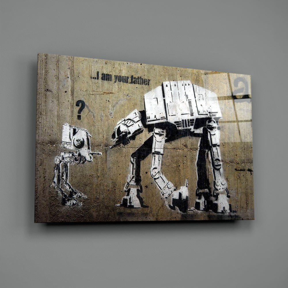Banksy-style stencil panel bringing fandom wit to a contemporary home theater