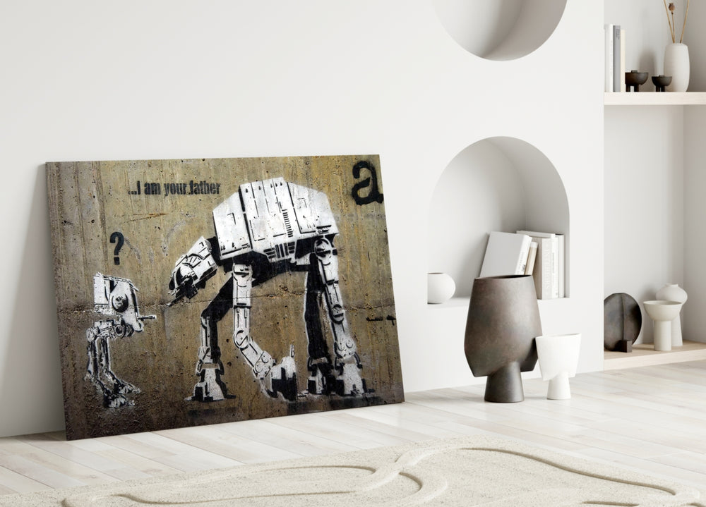 Star Wars close-up showing AT-AT walker leaning toward smaller AT-AT chick with quote