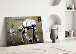 Star Wars close-up showing AT-AT walker leaning toward smaller AT-AT chick with quote