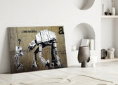 Star Wars close-up showing AT-AT walker leaning toward smaller AT-AT chick with quote