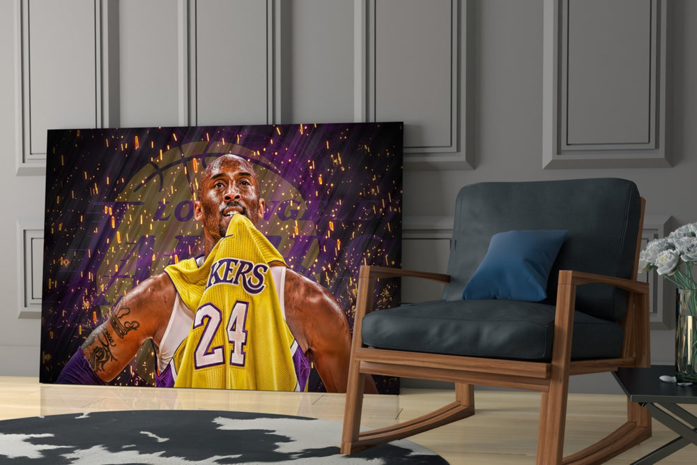 Kobe Bryant artwork anchoring a wall with bold sports-driven palette