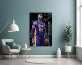 Kobe Bryant glass wall art styled above a desk in a kids room