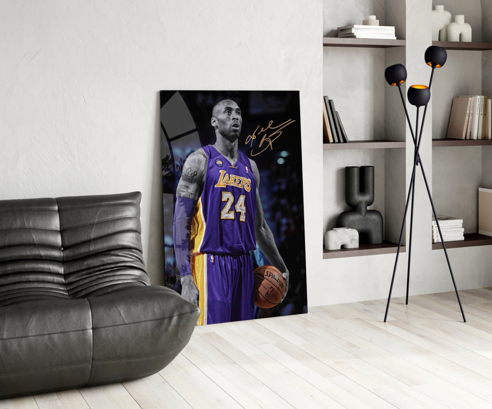 Kobe Bryant panel adding editorial energy to a gaming room