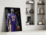 Kobe Bryant glass print enhancing a home theater with cinematic glow