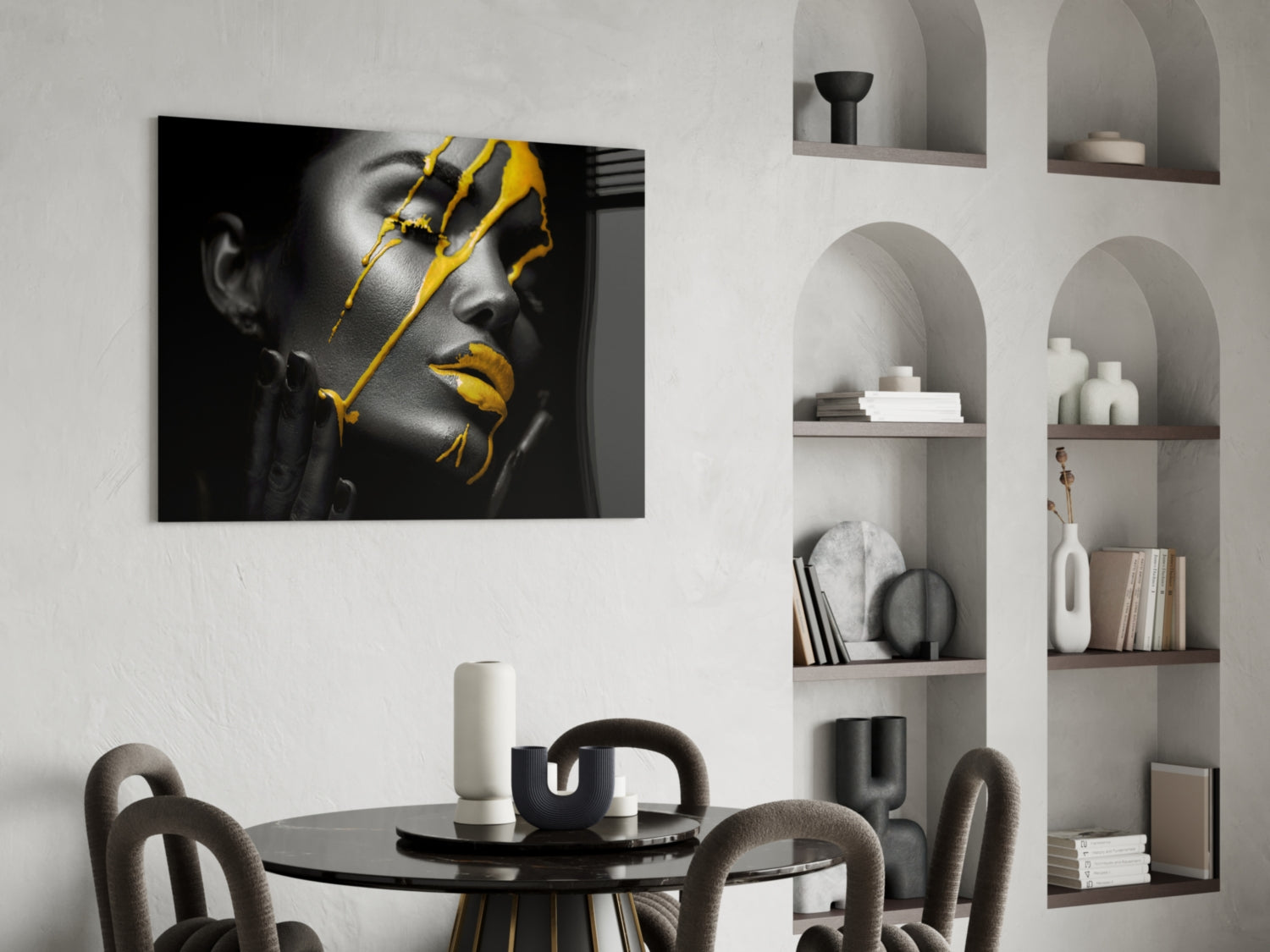 Yellow Paint Glass Art.