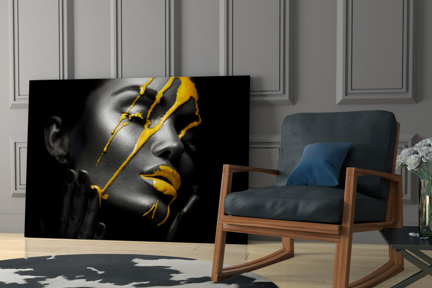 Yellow Paint Glass Art.