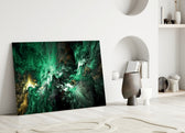 Green Space close-up showing emerald nebula clouds with gold and pearl veins