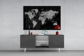 World Map panel catching low light to reveal its sparkling gravity