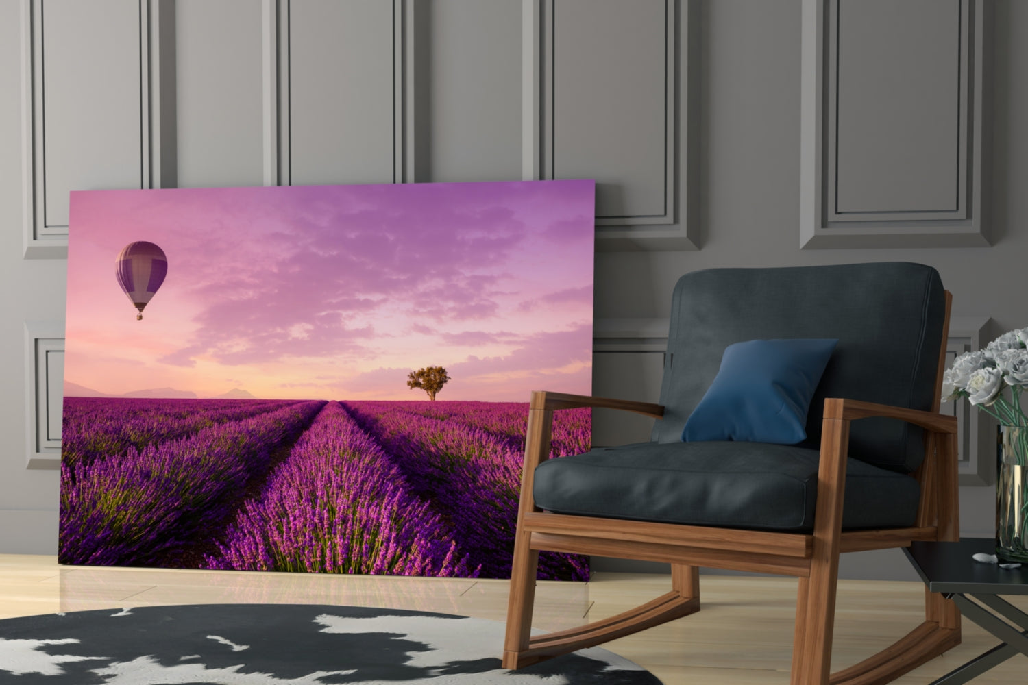 Lavender and Balloon Glass Art.