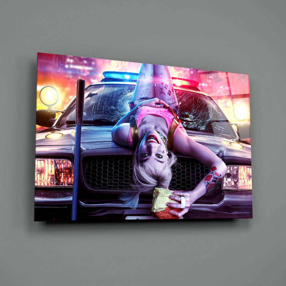 Neon-superhero panel bringing electric drama to a contemporary gaming room