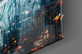 Joker artwork anchoring a wall with bold cinematic palette