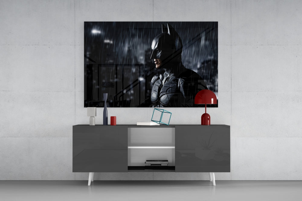Batman panel catching low light to reveal its dramatic gravity