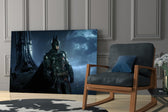 Batman glass print enhancing a man cave with cinematic gravity