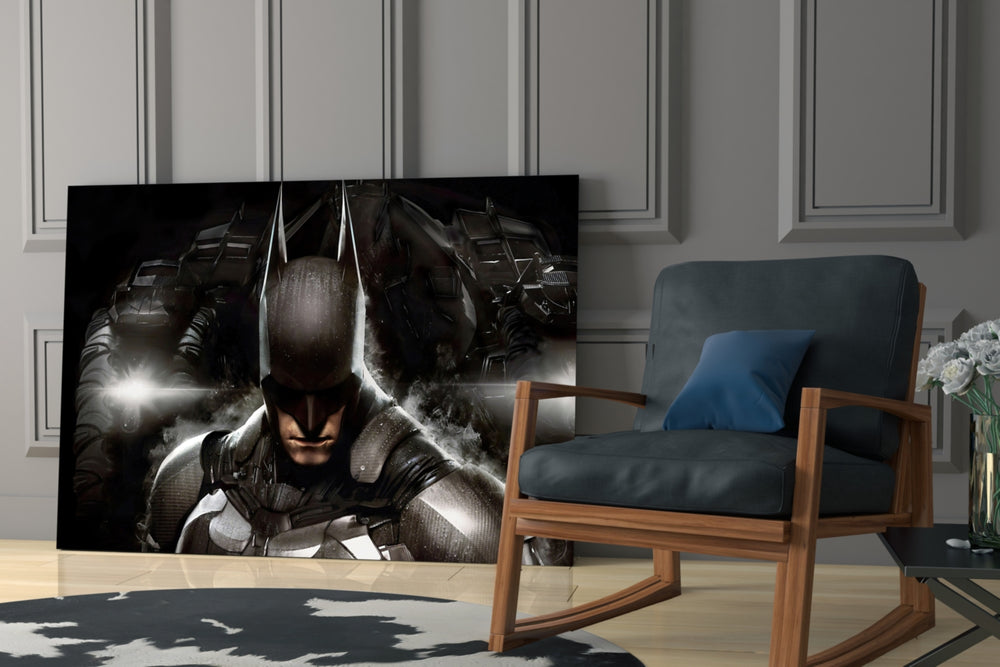 Batman glass print enhancing a kids room with cinematic mood