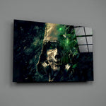 Dark-fantasy panel bringing menacing depth to a contemporary gaming lounge