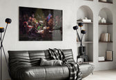 Letter to Batman glass wall art styled above a sofa in a gaming room