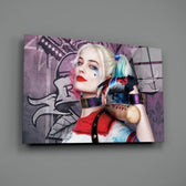 Graffiti-portrait panel bringing electric drama to a contemporary gaming lounge