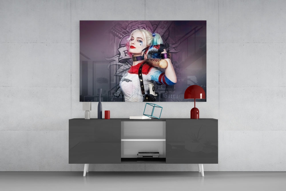 Harley Quinn panel catching low light to reveal its smoky drama