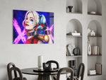 Harley Quinn panel adding editorial drama to a teen lounge