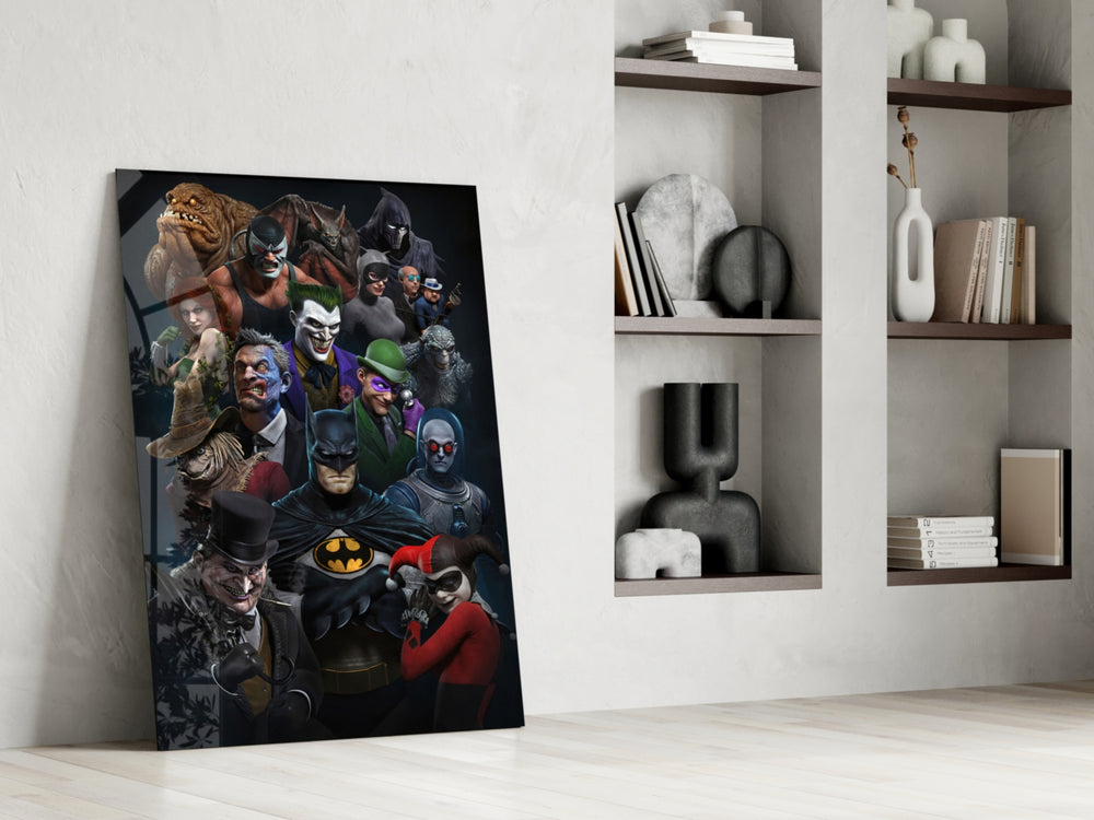 Batman Universe glass print enhancing a home theater with cinematic gravity