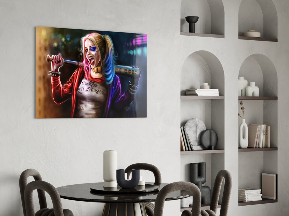 Harley Quinn panel adding editorial drama to a kids room