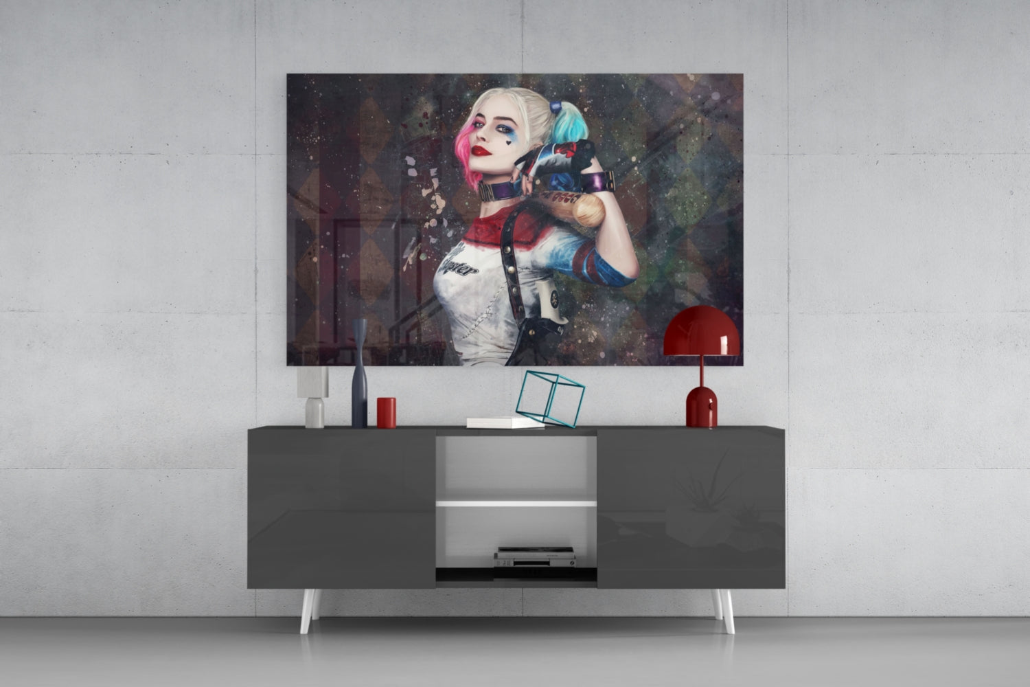 Harley Quinn Glass Art.