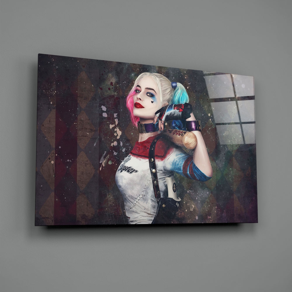 Textured-portrait panel bringing moody drama to a contemporary office