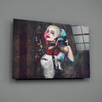 Textured-portrait panel bringing moody drama to a contemporary office