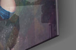 Harley Quinn artwork anchoring a wall with moody dramatic palette