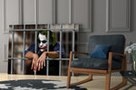 Joker glass print enhancing a home theater with cinematic mood