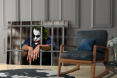 Joker glass print enhancing a home theater with cinematic mood