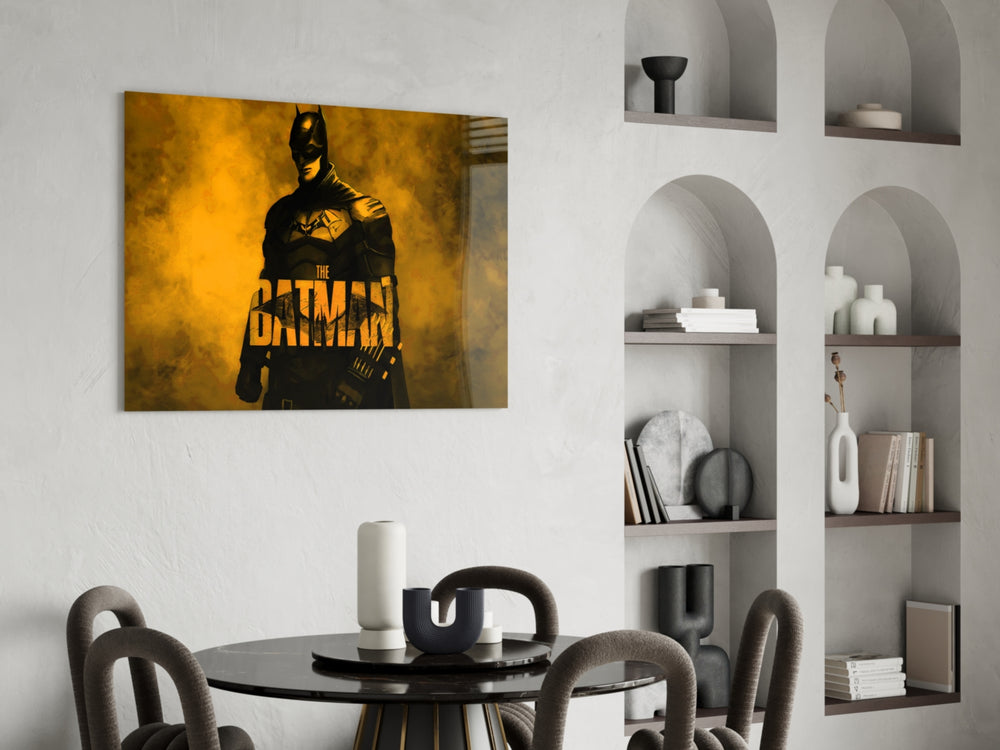 Batman panel adding editorial drama to a gaming room