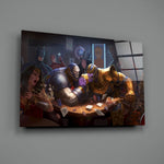 Cinematic-fan-art panel bringing tavern warmth to a contemporary bar lounge