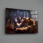 Cinematic-fan-art panel bringing tavern warmth to a contemporary bar lounge