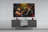 Venom vs Bane panel catching low light to reveal its tavern tension