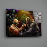 Cinematic-fan-art panel bringing tavern tension to a contemporary bar lounge