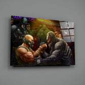 Cinematic-fan-art panel bringing tavern tension to a contemporary bar lounge