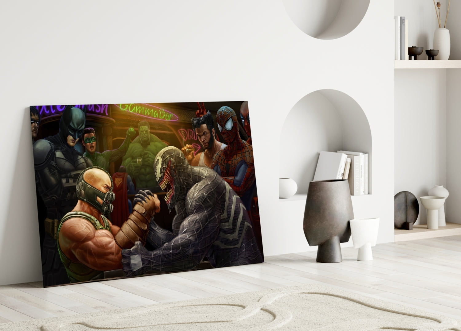 Venom vs Bane Glass Art.