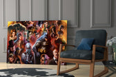 Batman and DC Characters glass print enhancing a home theater with cinematic warmth