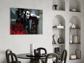 Joker panel adding editorial drama to a man cave