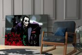 Joker glass print enhancing a home theater with cinematic gravity