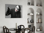 Joker panel adding editorial drama to a man cave