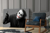 Joker glass print enhancing a home theater with cinematic gravity