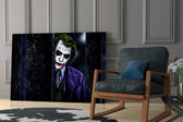 Joker glass print enhancing a home theater with cinematic mood