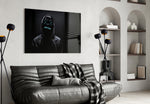 Hush and Sight glass wall art styled above a desk in an office
