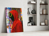 Squid Game glass print enhancing a man cave with cinematic mood