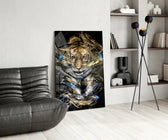 Tiger panel adding editorial mood to a living room