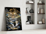 Tiger glass print enhancing a man cave with cinematic gravity