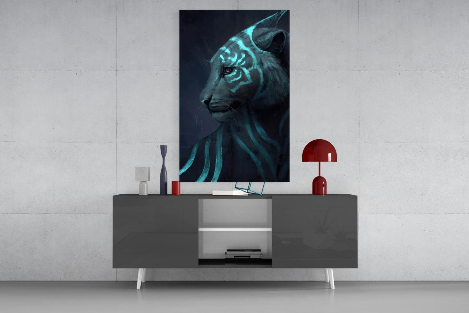 Neon Tiger Glass Art.