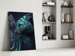 Neon Tiger glass print enhancing a gaming room with cinematic mood